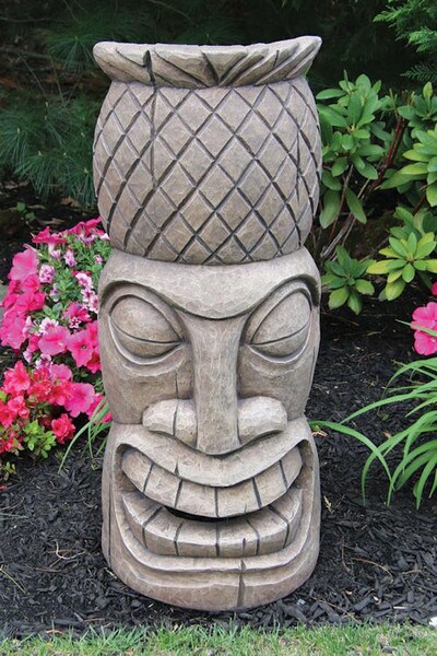 Pineapple Tiki Face Garden Sculpture 36.25" High